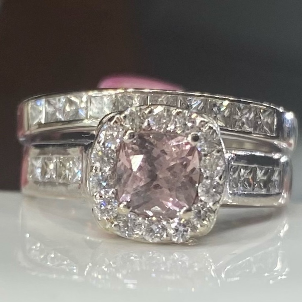 14K Gold Diamond Princess Cut Halo Wedding Ring